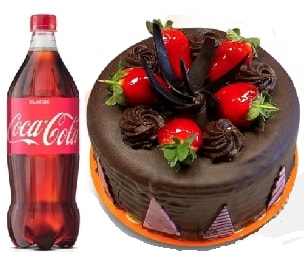 Yuvarlak Çikolatalı Pasta Cola Hediyeli